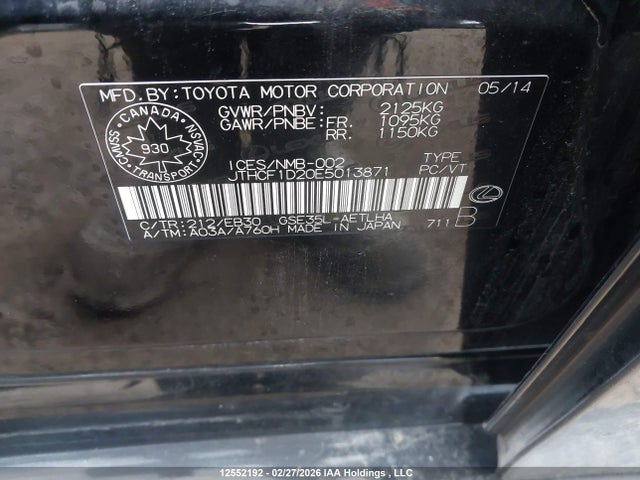 Продажа на аукционе авто 2014 Lexus Is 250, vin: JTHCF1D20E5013871, номер лота: 12552192