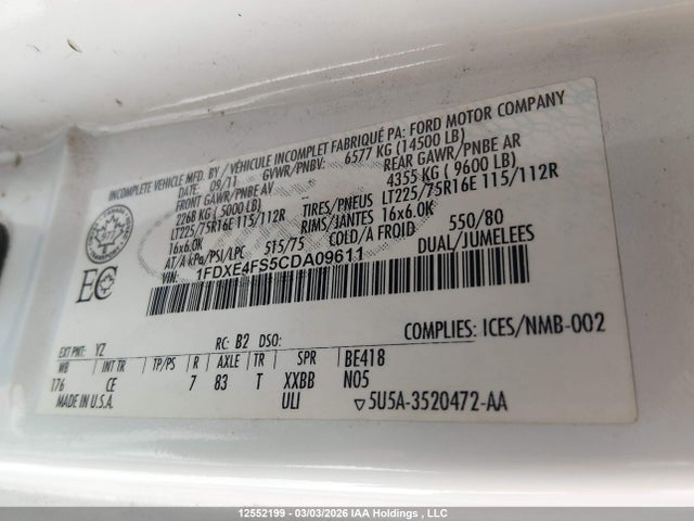 Aukcja sprzedaży 2012 Ford Econoline E450 Super Duty Cutwy Van, vin: 1FDXE4FS5CDA09611, numer aukcji: 12552199
