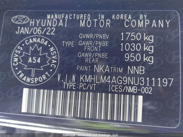 KMHLM4AG9NU311197 Hyundai Elantra Preferred Ivt