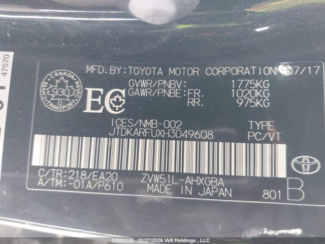 JTDKARFUXH3049608 Toyota Prius Technology