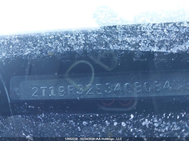 12552238 :رقم المزاد ، 2T1BR32E34C808458 vin ، 2004 Toyota Corolla Ce/le/s مزاد بيع
