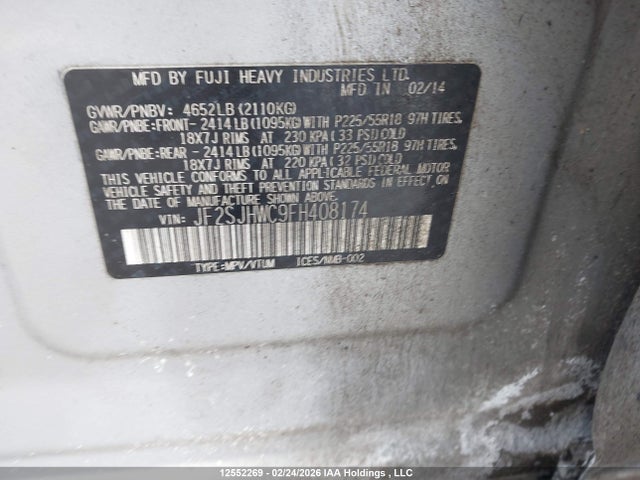JF2SJHWC9FH408174 Subaru Forester 2.0xt Touring