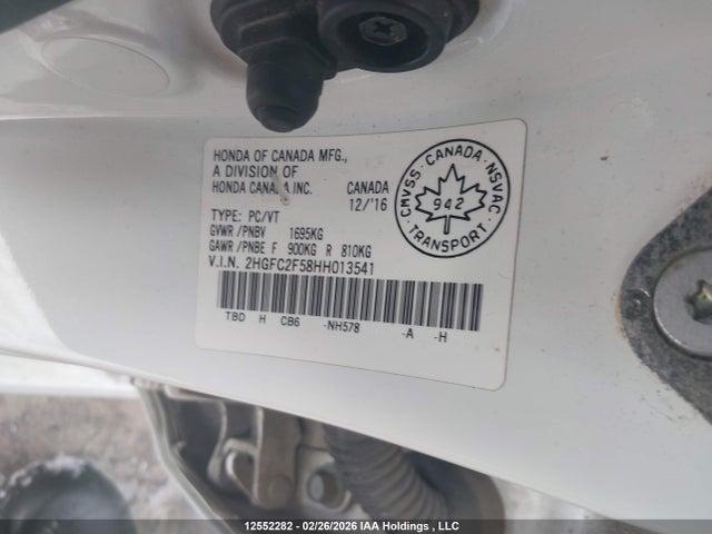 Honda Civic Lx 2017 2HGFC2F58HH013541 Image 9