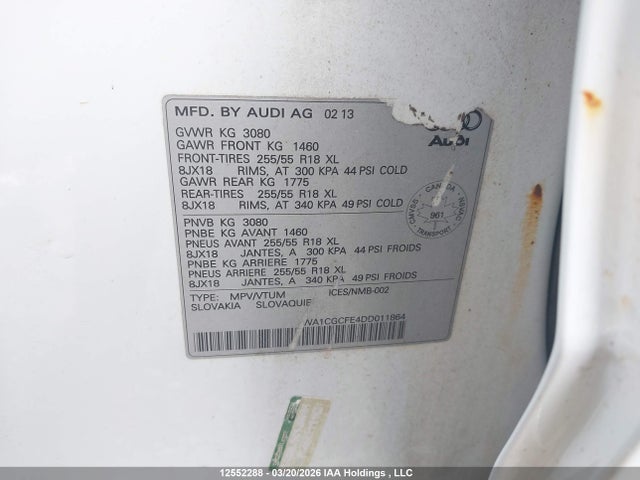 Aukcja sprzedaży 2013 Audi Q7, vin: WA1CGCFE4DD011864, numer aukcji: 12552288