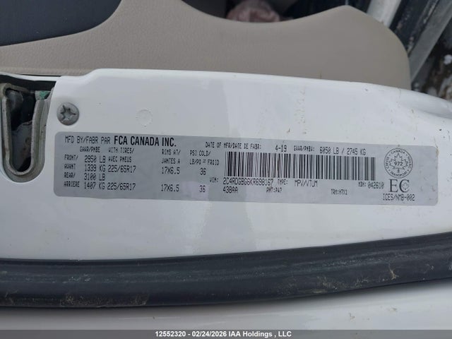 Продаж на аукціоні авто 2019 Dodge Grand Caravan Se, vin: 2C4RDGBG6KR698167, номер лоту: 12552320