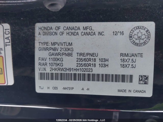 2HKRW2H91HH102023 Honda Cr-v Touring