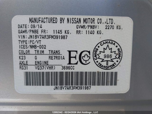 JN1BV7AR3FM391987 Infiniti Q50 Premium/sport