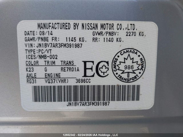 JN1BV7AR3FM391987 Infiniti Q50 Premium/sport