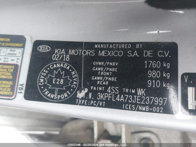 Aukcja sprzedaży 2018 Kia Forte Lx/lx+, vin: 3KPFL4A73JE237997, numer aukcji: 12552346