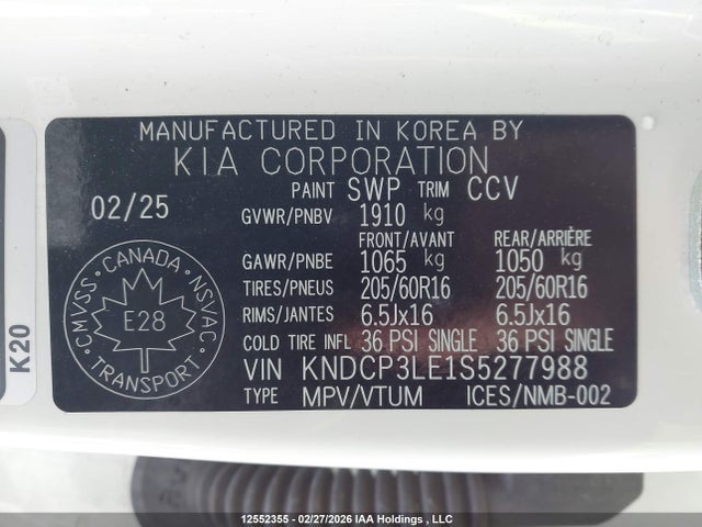 KNDCP3LE1S5277988 KIA Niro