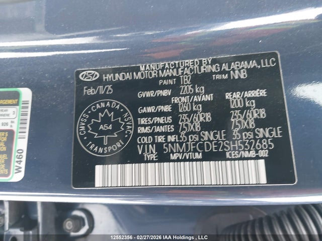 2025 Hyundai Tucson Xrt მანქანა იყიდება აუქციონზე, vin: 5NMJFCDE2SH532685, აუქციონის ნომერი: 12552356