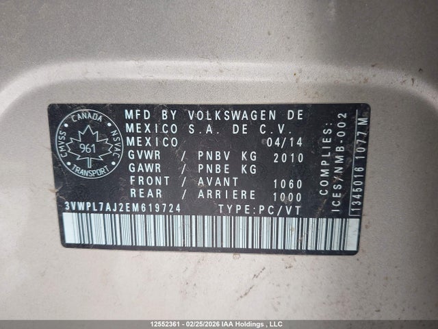 3VWPL7AJ2EM619724 Volkswagen Golf 2.0 Tdi Comfortline/2.0 Tdi Highline/2.0 Tdi Trendline/2.0 Tdi Wolfsburg Edition