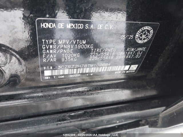 3CZRZ2H78TM102684 Honda Hr-v Exl