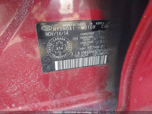 12552391 :رقم المزاد ، KMHDH4AEXFU385673 vin ، 2015 Hyundai Elantra مزاد بيع