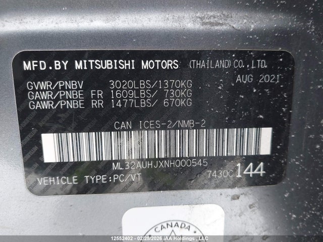 ML32AUHJXNH000545 Mitsubishi Mirage Carbon Edition/es/se