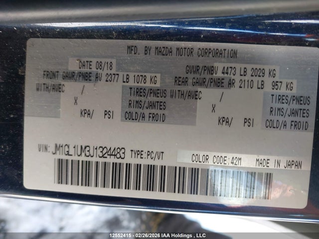 JM1GL1UM3J1324483 Mazda MAZDA6