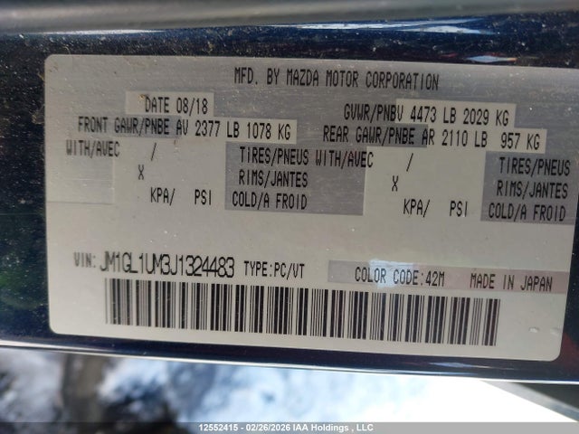 JM1GL1UM3J1324483 Mazda MAZDA6