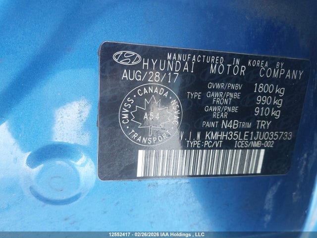 KMHH35LE1JU035733 Hyundai ELANTRA GT