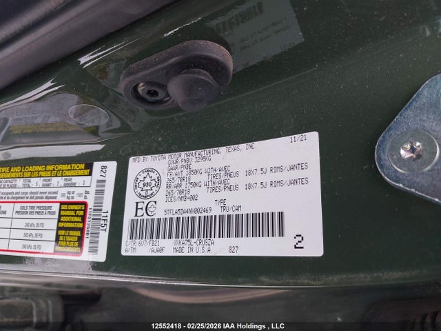 5TFLA5DA4NX002469 Toyota Tundra Sr