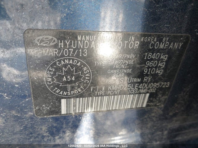 12552420 :رقم المزاد ، KMHD25LE4DU095723 vin ، 2013 Hyundai Elantra Gt مزاد بيع