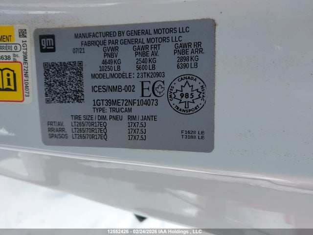 1GT39ME72NF104073 GMC Sierra K2500 Sle