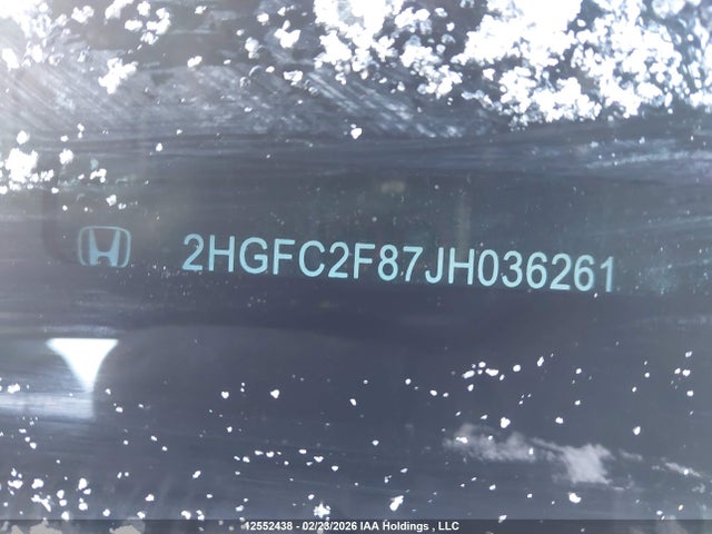 Продаж на аукціоні авто 2018 Honda Civic Ex, vin: 2HGFC2F87JH036261, номер лоту: 12552438
