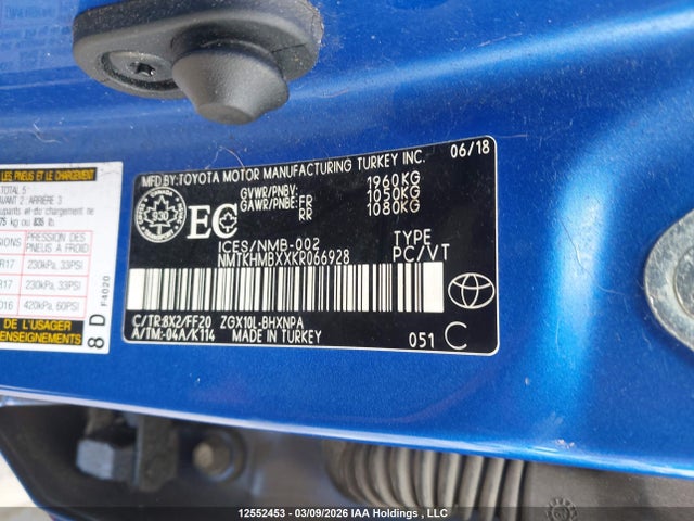 Продаж на аукціоні авто 2019 Toyota C-hr Xle, vin: NMTKHMBXXKR066928, номер лоту: 12552453