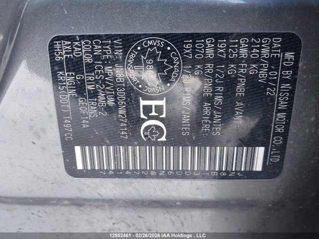 JN8BT3DD6NW274147 Nissan Rogue