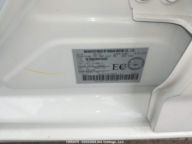 Aukcja sprzedaży 2025 Nissan Sentra Sv, vin: 3N1AB8CV8SY354283, numer aukcji: 12552479
