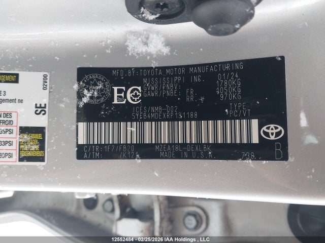 12552484 :رقم المزاد ، 5YFB4MDEXRP131188 vin ، 2024 Toyota Corolla مزاد بيع