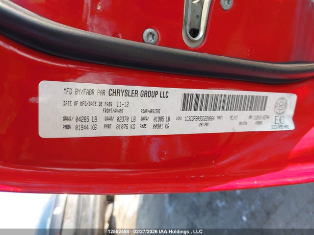 Aukcja sprzedaży 2013 Dodge Dart Sxt, vin: 1C3CDFBA9DD220864, numer aukcji: 12552488