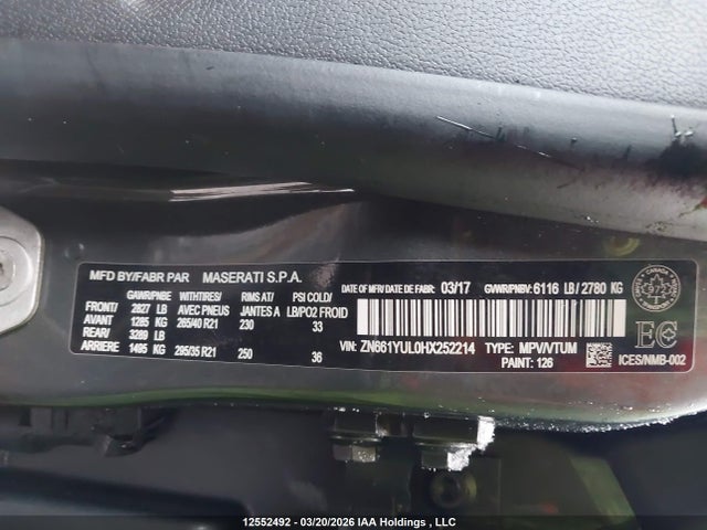 ZN661YUL0HX252214 Maserati LEVANTE S