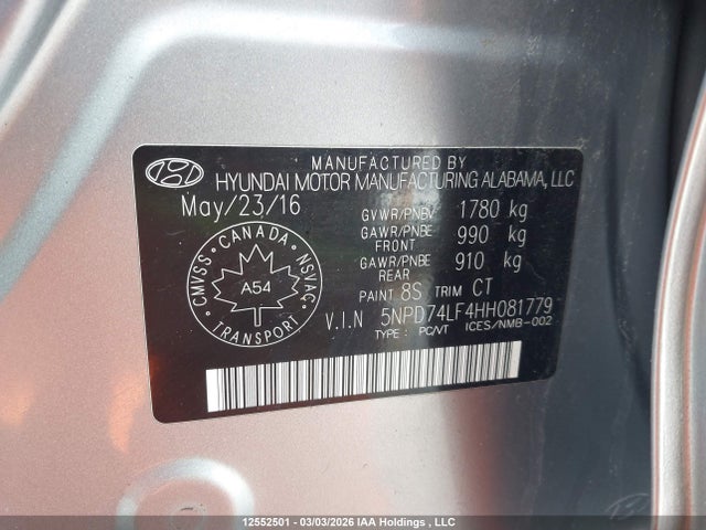 Продажа на аукционе авто 2017 Hyundai Elantra Le, vin: 5NPD74LF4HH081779, номер лота: 12552501