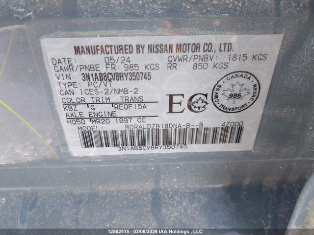 3N1AB8CV8RY350745 Nissan SENTRA SV