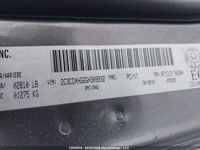 2C3CDXHG6GH309932 Dodge Charger Sxt