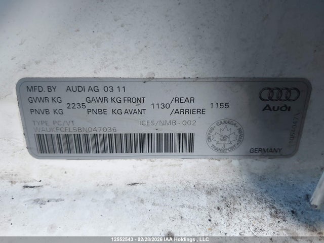 Aukcja sprzedaży 2011 Audi A4 Prestige, vin: WAUKFCFL5BN047036, numer aukcji: 12552543