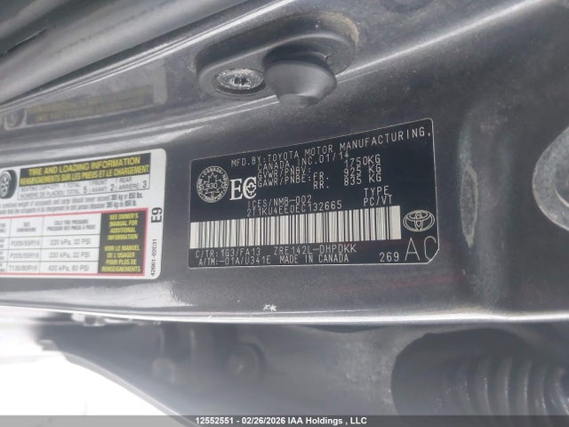 2014 Toyota Matrix S მანქანა იყიდება აუქციონზე, vin: 2T1KU4EE0EC132665, აუქციონის ნომერი: 12552551