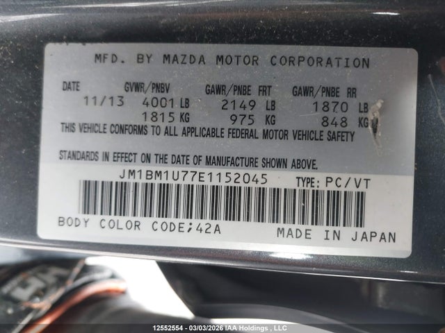 JM1BM1U77E1152045 Mazda 3 SPORT