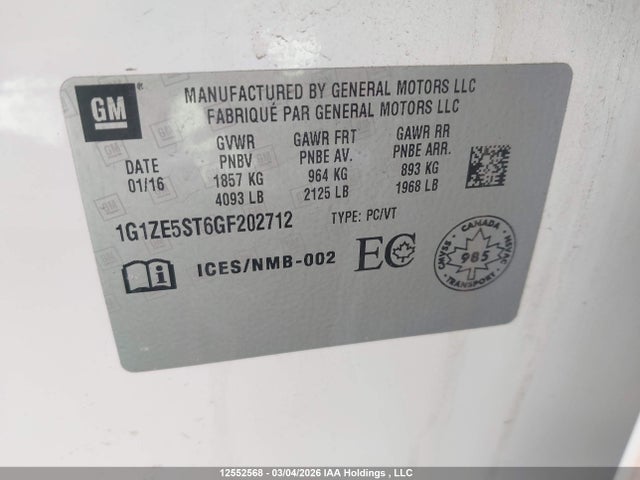 1G1ZE5ST6GF202712 Chevrolet MALIBU 1LT