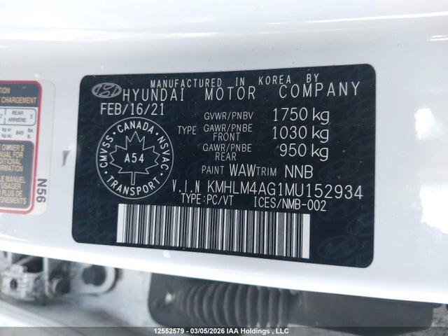 KMHLM4AG1MU152934 Hyundai Elantra Preferred Ivt