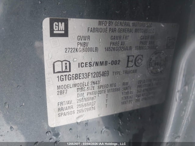1GTG6BE33F1205469 GMC CANYON SLE