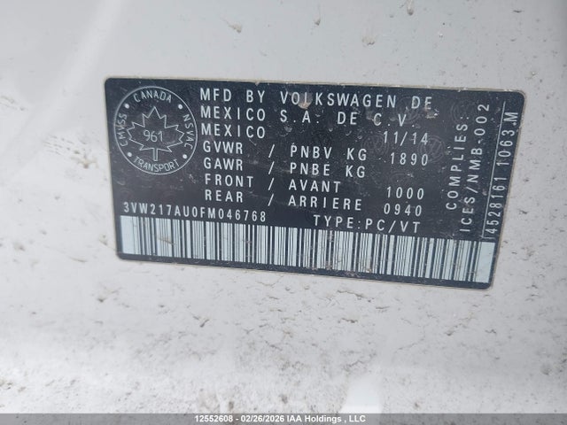 3VW217AU0FM046768 Volkswagen Golf