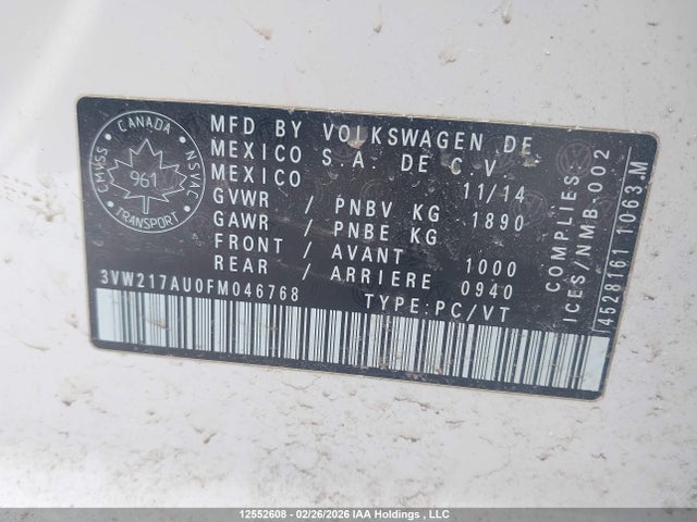 3VW217AU0FM046768 Volkswagen Golf