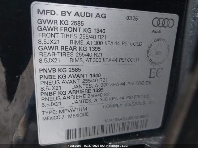 WA135AGUXS2018939 Audi New Sq5 3.0t Technik