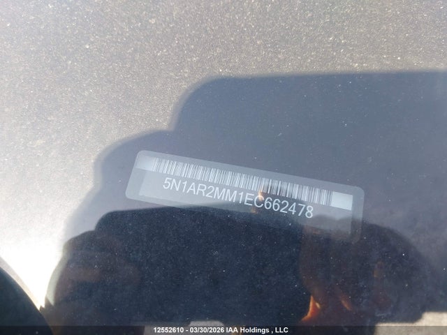 2014 Nissan Pathfinder Platinum/s/sl/sv მანქანა იყიდება აუქციონზე, vin: 5N1AR2MM1EC662478, აუქციონის ნომერი: 12552610