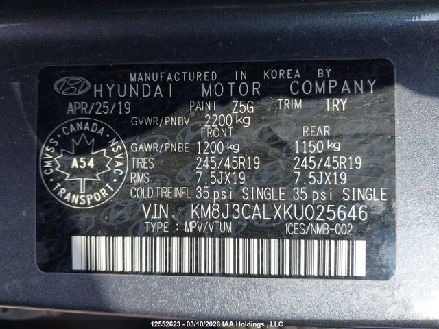KM8J3CALXKU025646 Hyundai Tucson Ultimate