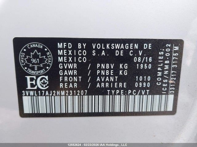 3VWL17AJ2HM231207 Volkswagen Jetta Sel/sel Premium