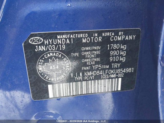 KMHD84LF0KU854981 Hyundai Elantra Ultimate