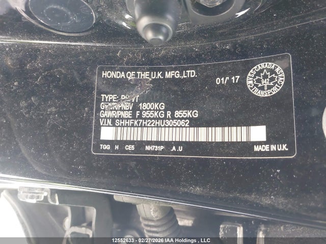 Aukcja sprzedaży 2017 Honda Civic Lx, vin: SHHFK7H22HU305062, numer aukcji: 12552633
