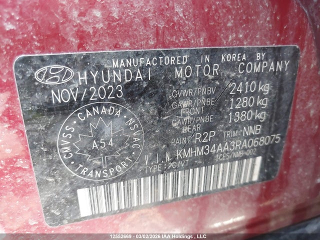 Aukcja sprzedaży 2024 Hyundai Ioniq 6, vin: KMHM34AA3RA068075, numer aukcji: 12552669